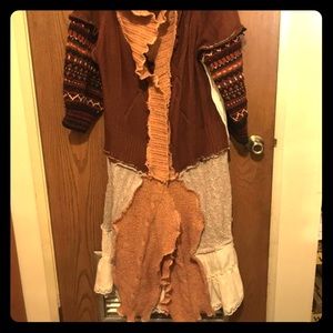 Lagen look sweater duster earthtones